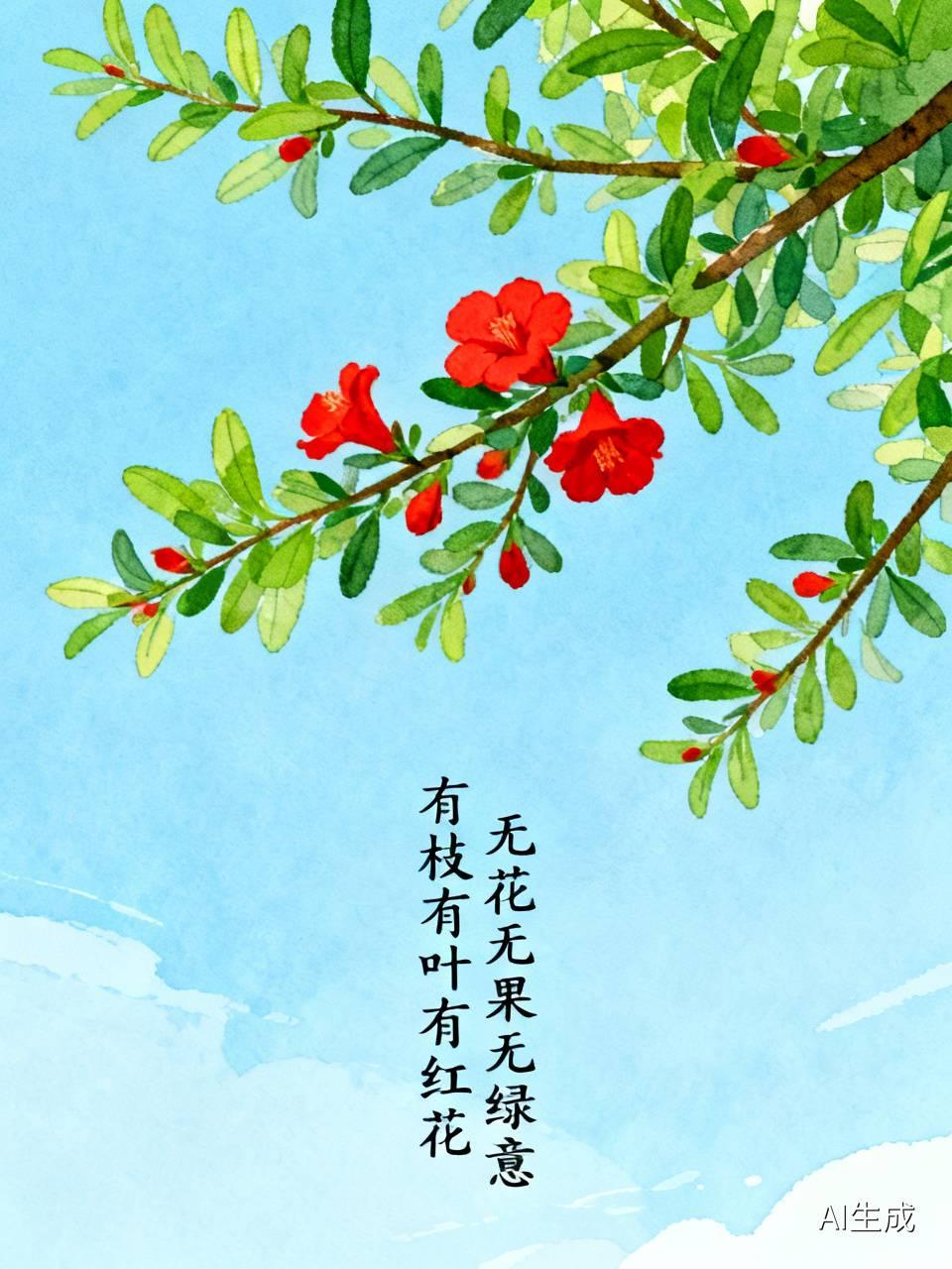 下联：有枝有叶有红花。