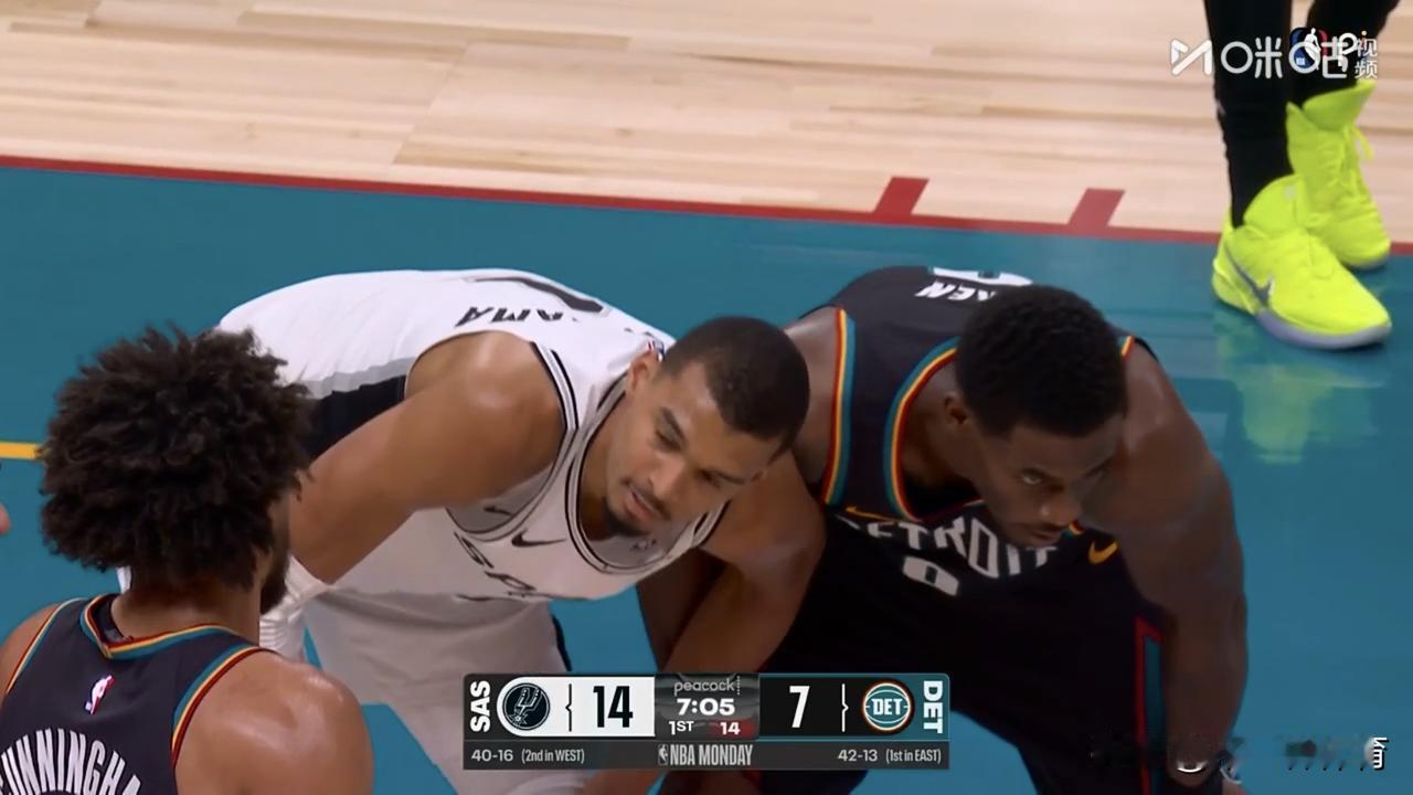 文班亚马21分17篮板6盖帽，坎宁安16+6+10，马刺队客场114-103力克