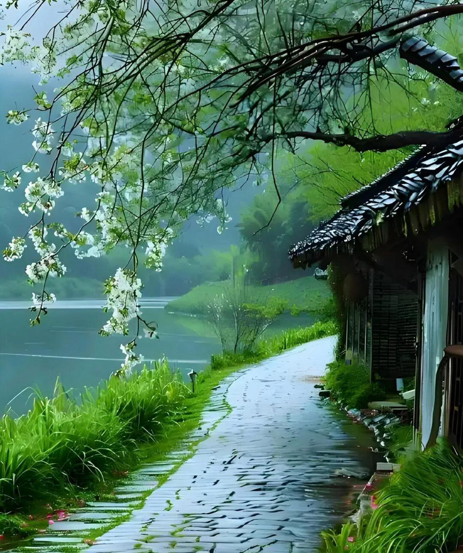 晚安，三无量。枕上诗书闲处好，门前风景雨来佳。 