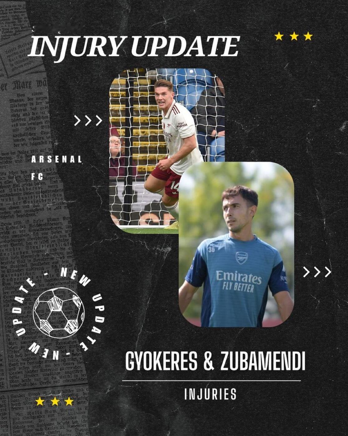 PSFI（球员伤病分析大神）关于阿森纳球员哲凯赖什和苏比门迪的伤情分析：哲凯赖什