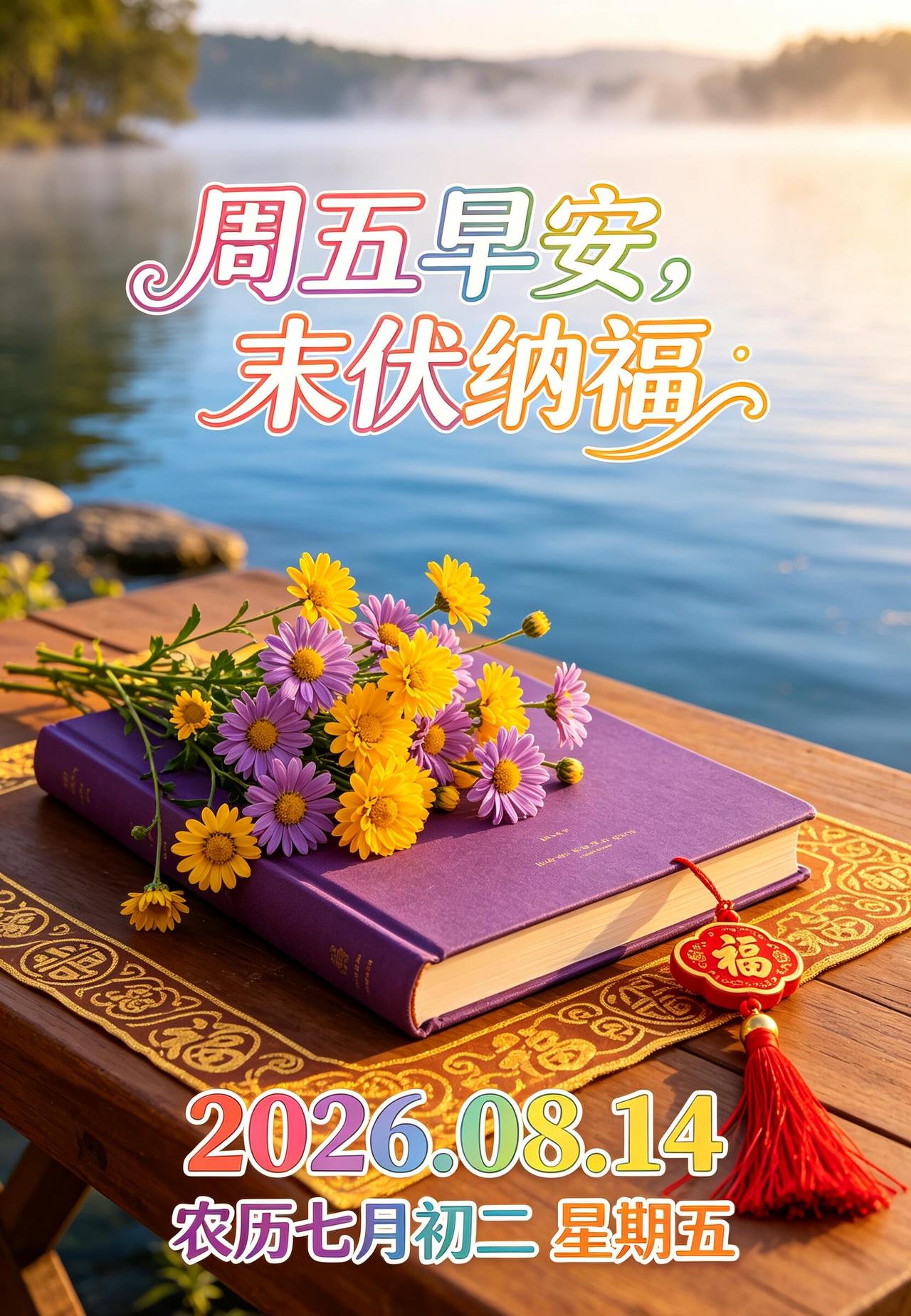 2026年8月14日，周五早安✨！处在末伏尾声，暑热将尽，浅秋在望。清晨的风带来