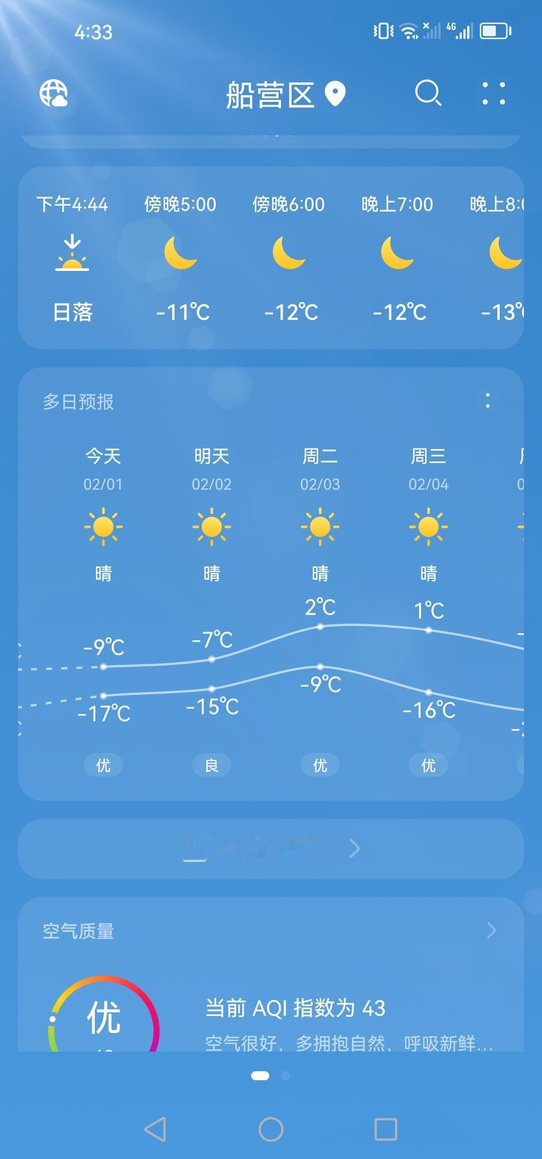 2月1号，我身处吉林市，未来几天气温回升，开始零上了！

我刚查看了天气预报，未
