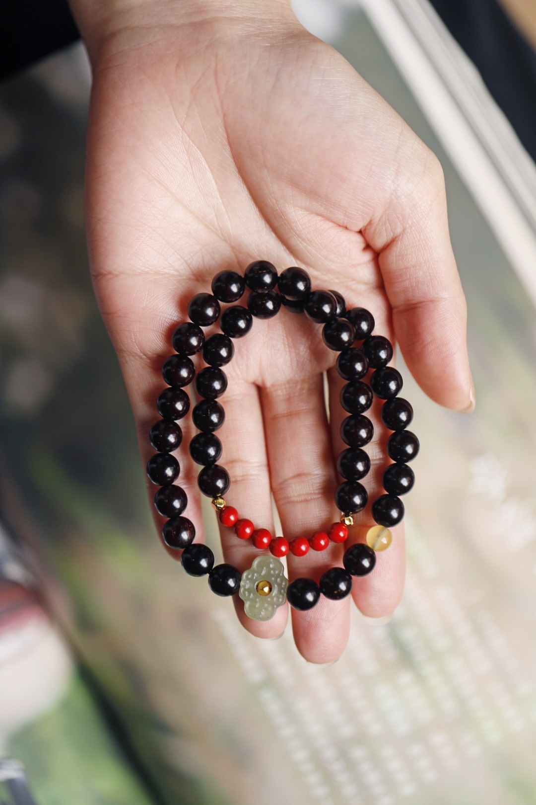 紫檀 原创【承禧】8mm 39颗质坚润泽的小叶紫檀，油性充足，原创设计清雅，搭配