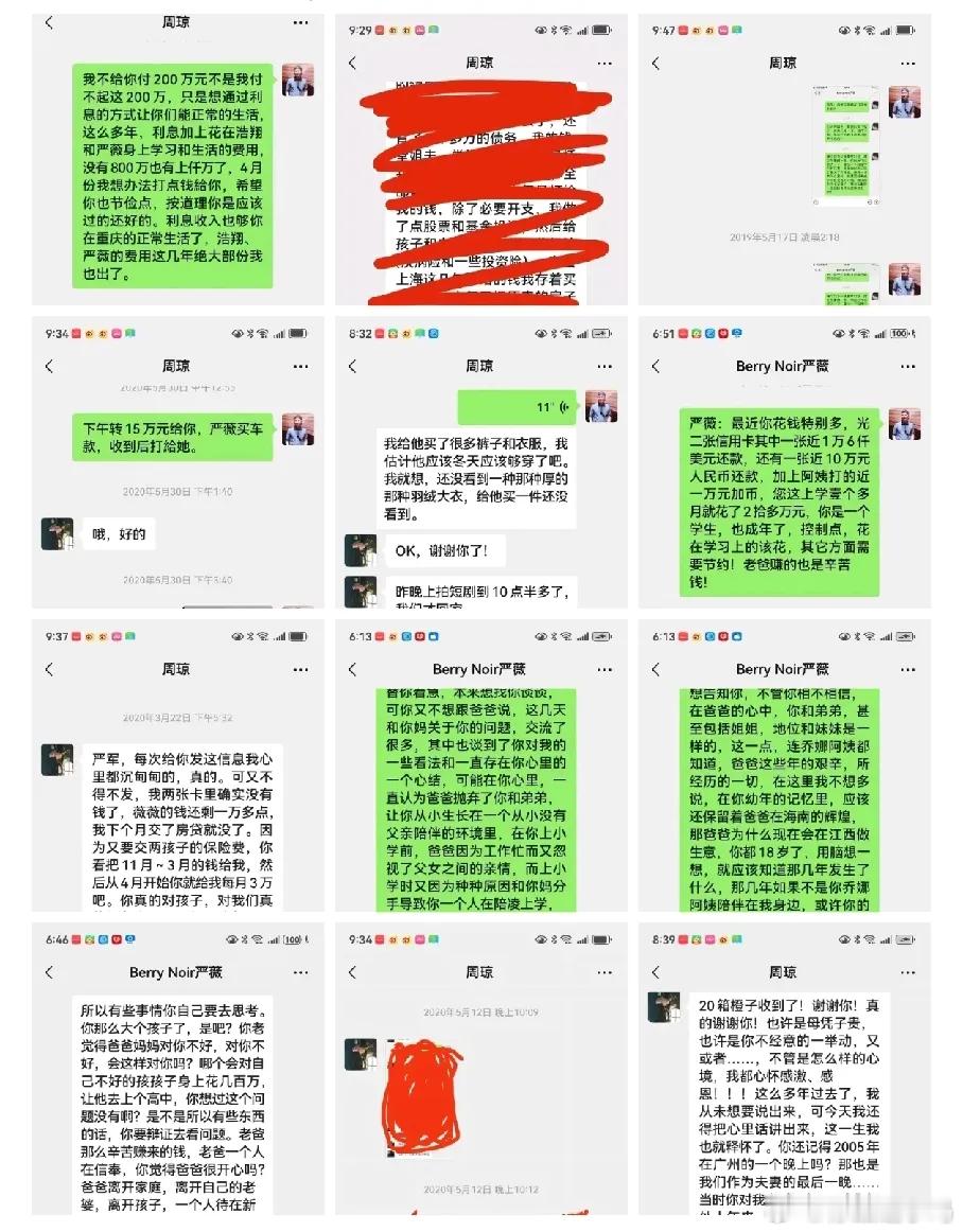 吃个瓜🍉严浩翔父亲严军晒出与前妻、女儿聊天记录证实两人2009年就已离婚，离婚