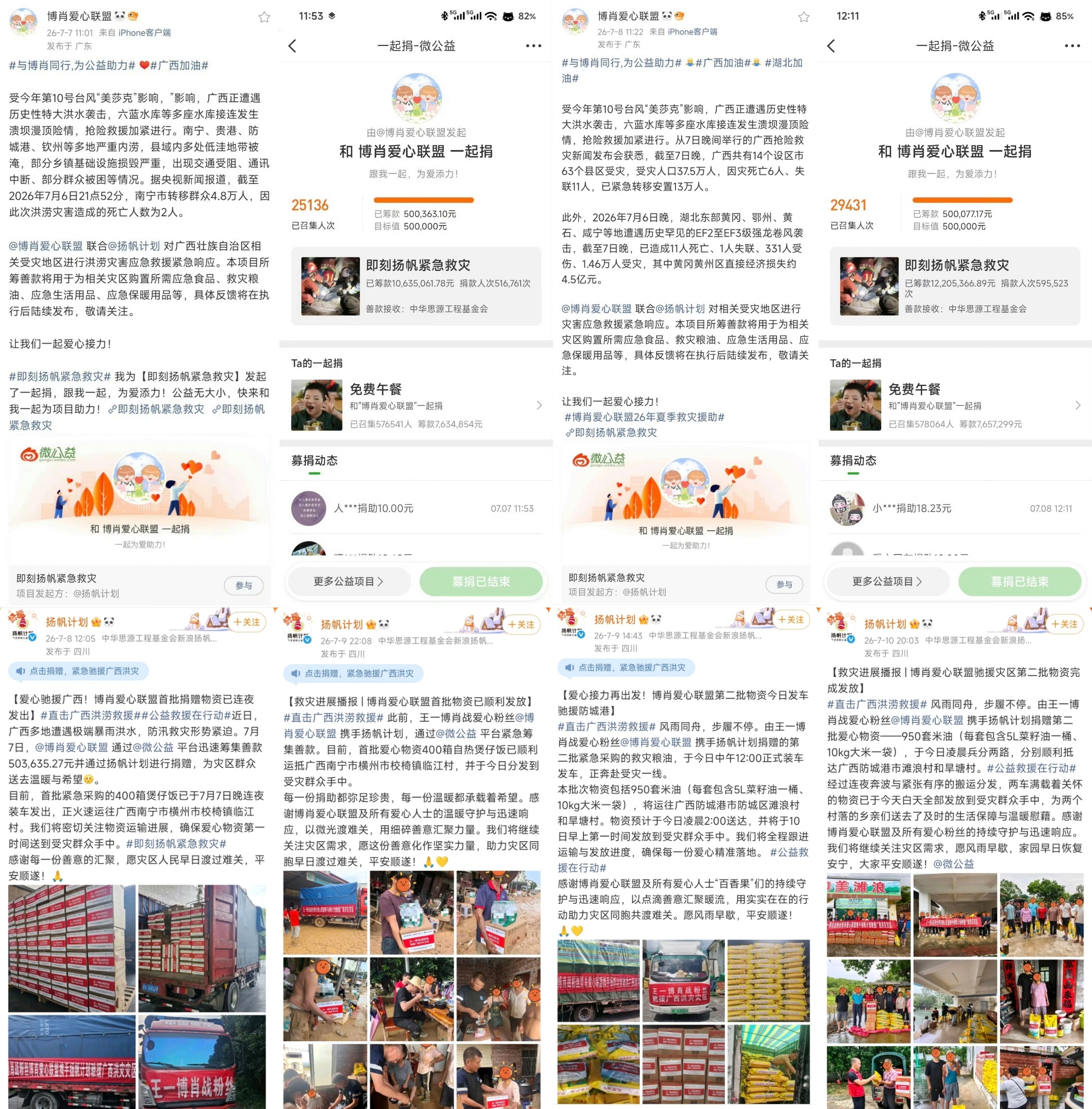 王一博肖战粉丝2小时筹款超百万果果妹们都是天使啊，2小时不到为灾区筹款100w+