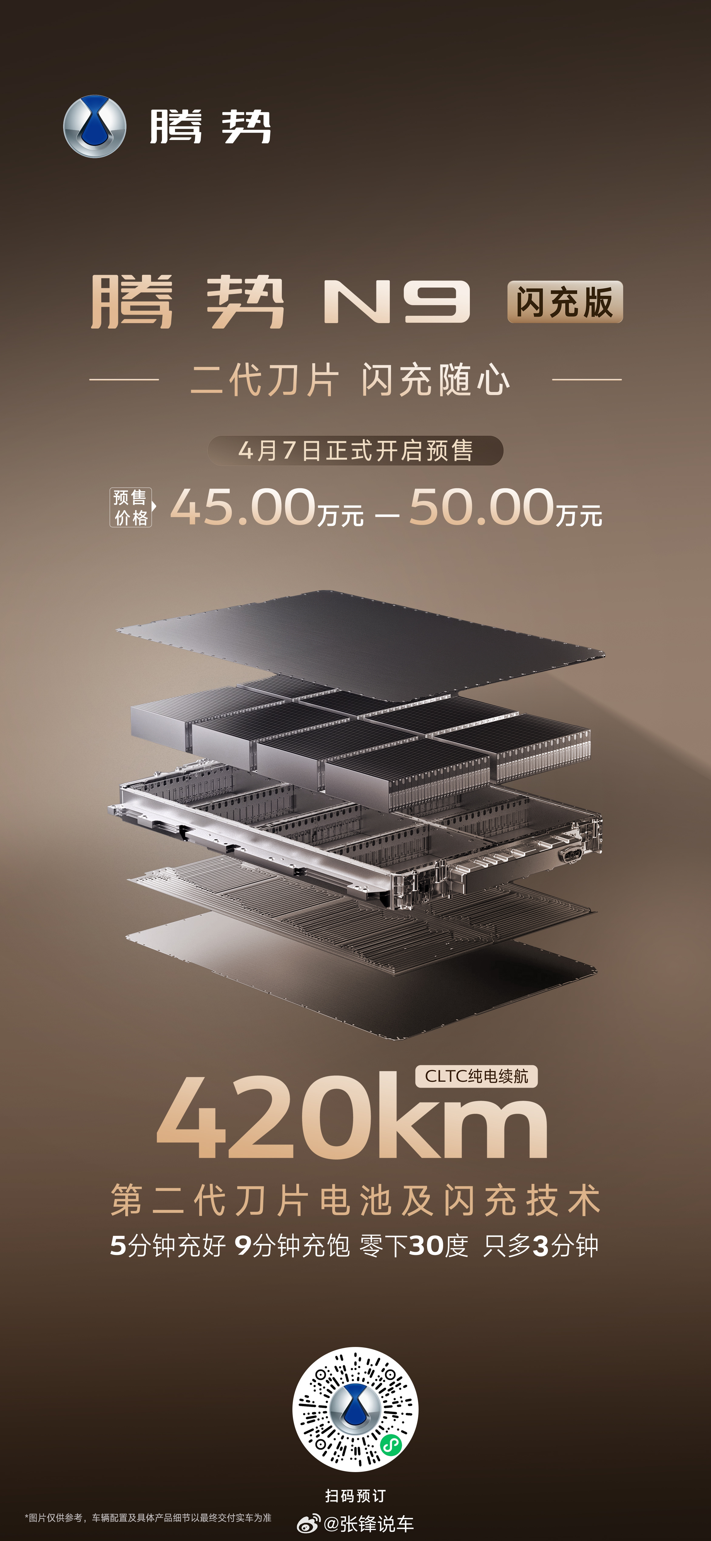 标配第二代刀片电池，纯电续航420km标配天神之眼5.0、新一代AI智能座舱还有