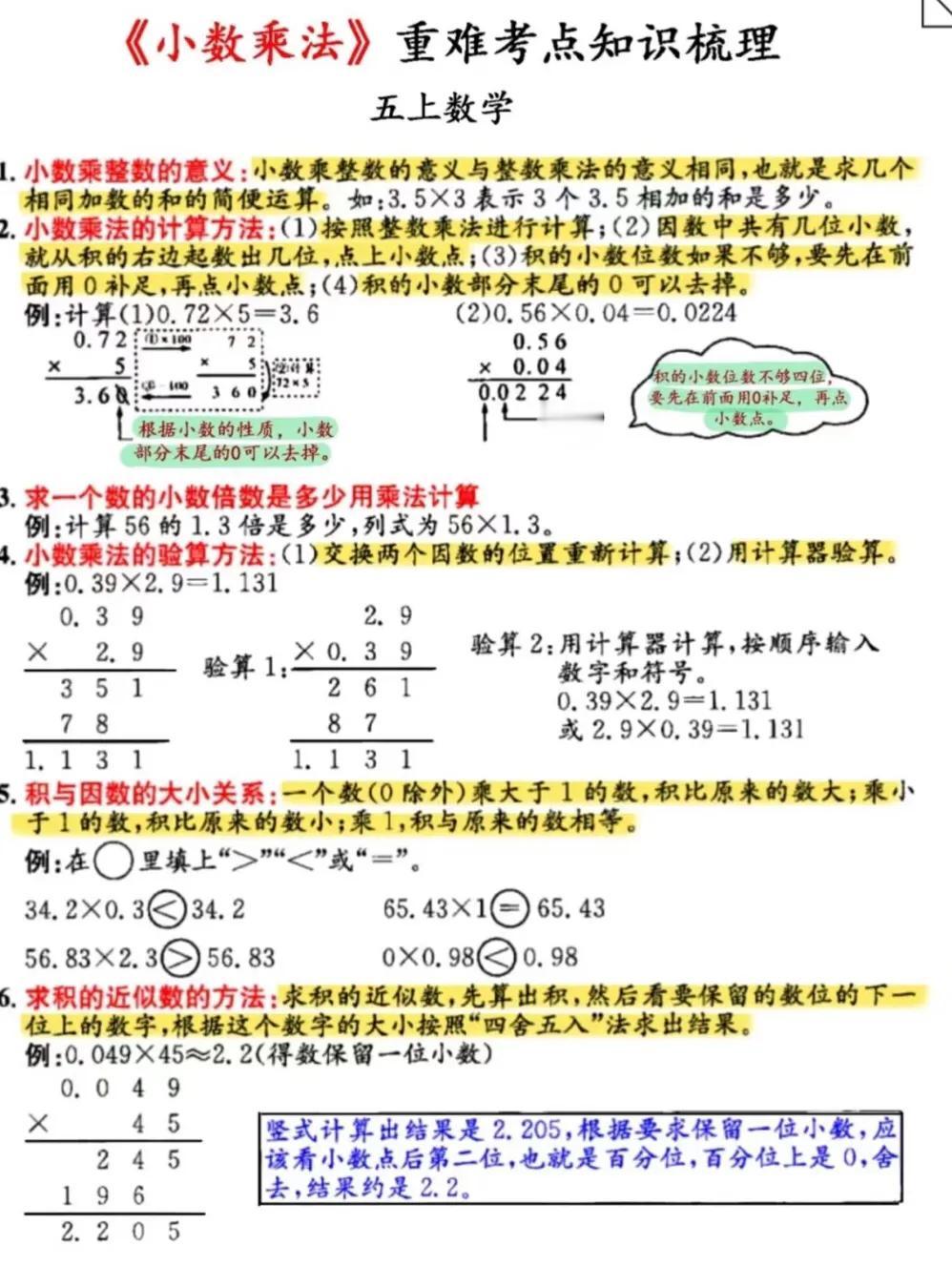 五年级上册小数乘法和除法是难点和易错点，一定要掌握好。[加油加油]#小数乘除法计