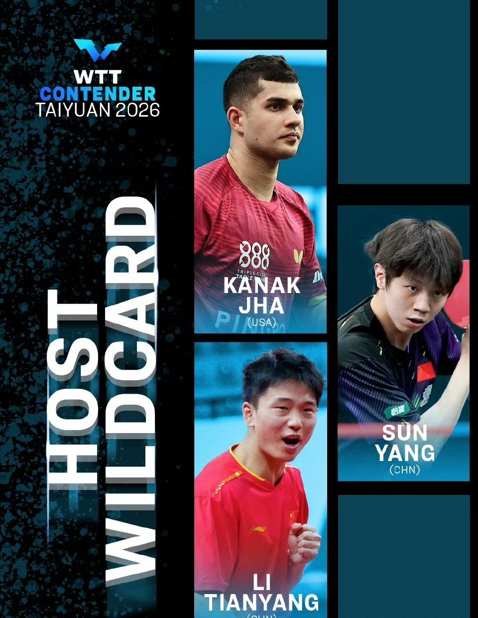 近水楼台先得月[笑哭]，
2026WTT太原常规挑战赛外卡及提名名单公布公布了，