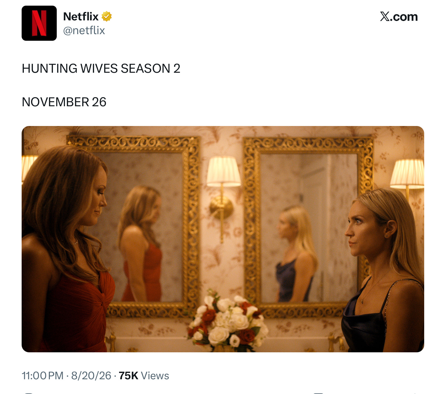 Hunting Wives season two on November 26 