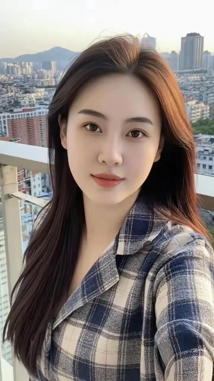 都市少女风，城市天际线下的时尚自拍