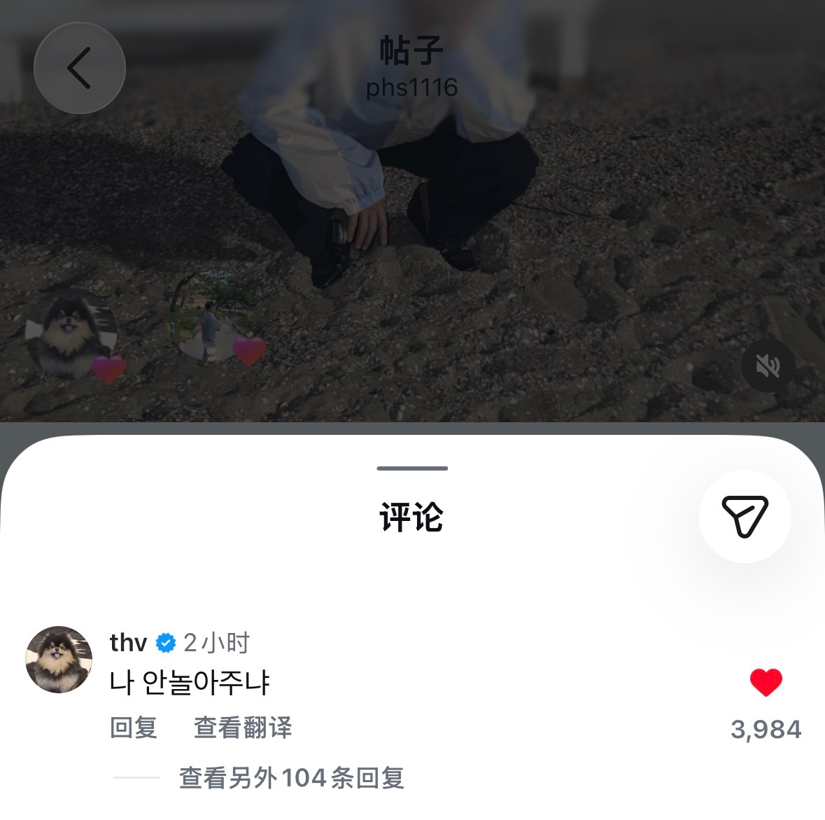 金泰亨🌻金泰亨kpop永一 🐯不陪我玩吗宝宝点赞评论了小朴哥的ins 小忙内