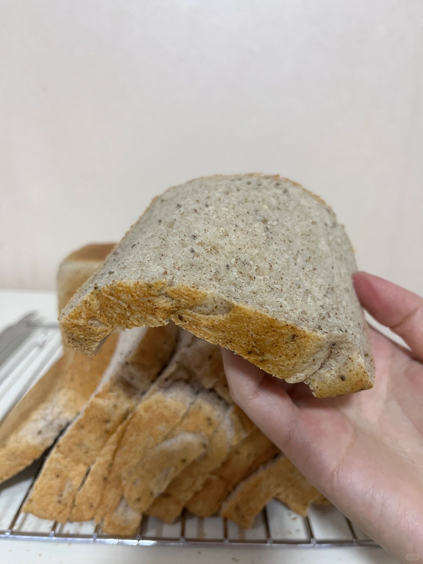 放三天依旧软下腰的黑全麦奇亚籽吐司🍞