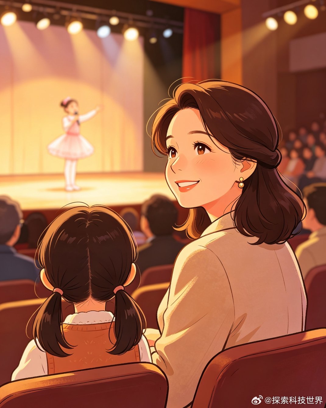 唐嫣参加女儿幼儿园艺术节褪去荧幕上的演员光环，站在幼儿园活动现场的唐嫣，只是一位