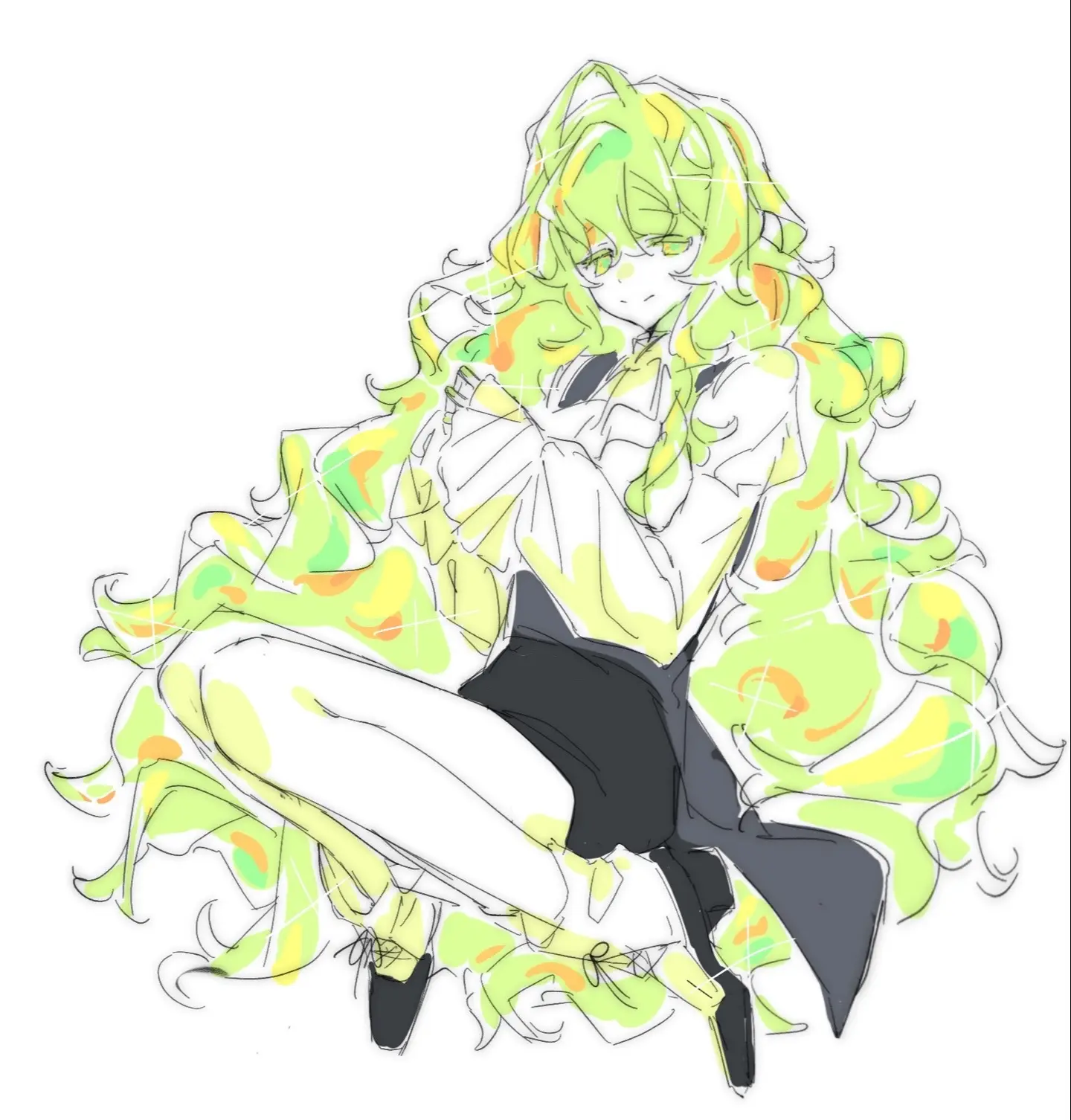 又宝石了哥。和朋友家白幽灵的互动，p3是朋友画的榍石💛💚❤️