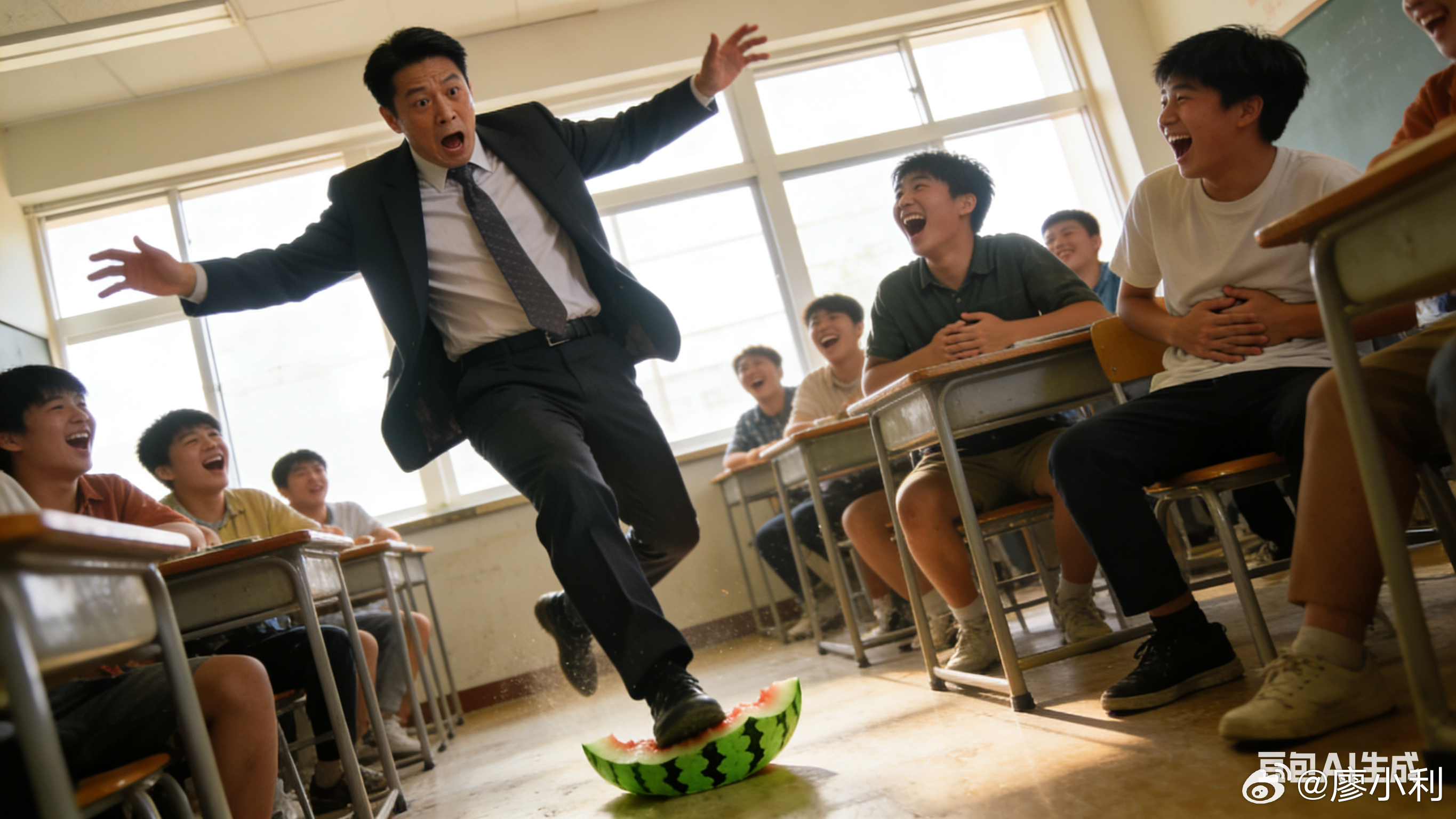 今年的教师资格考试中有这么一道题：冯老师进教室因学生故意将西瓜皮放在地上而摔倒。