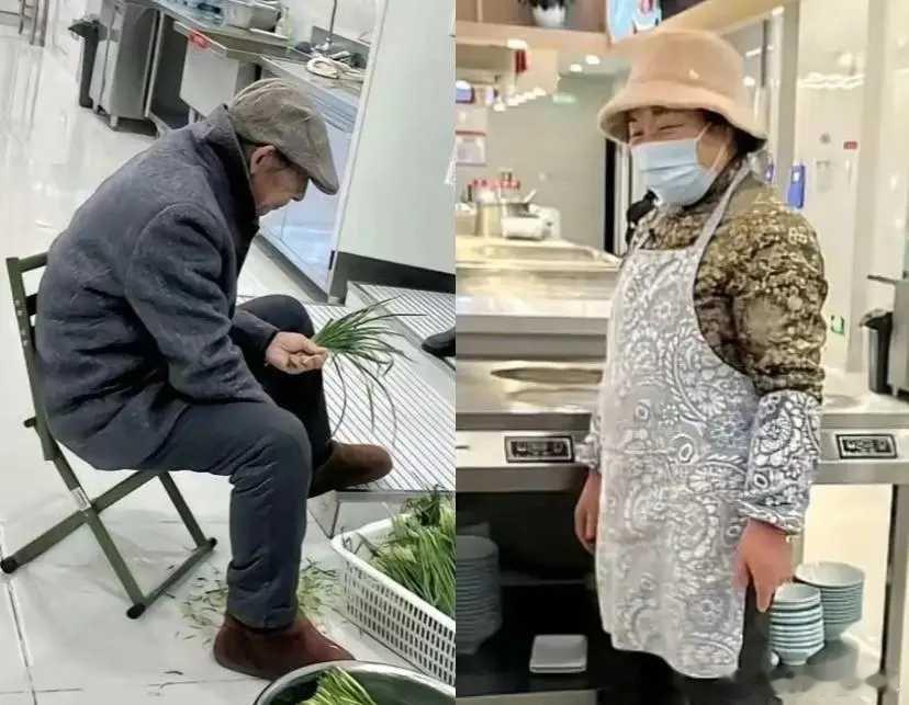 刘强东父母现身京东食堂做饭 老人家闲不住，做些力所能及的事情，挺好的。一边是坐拥