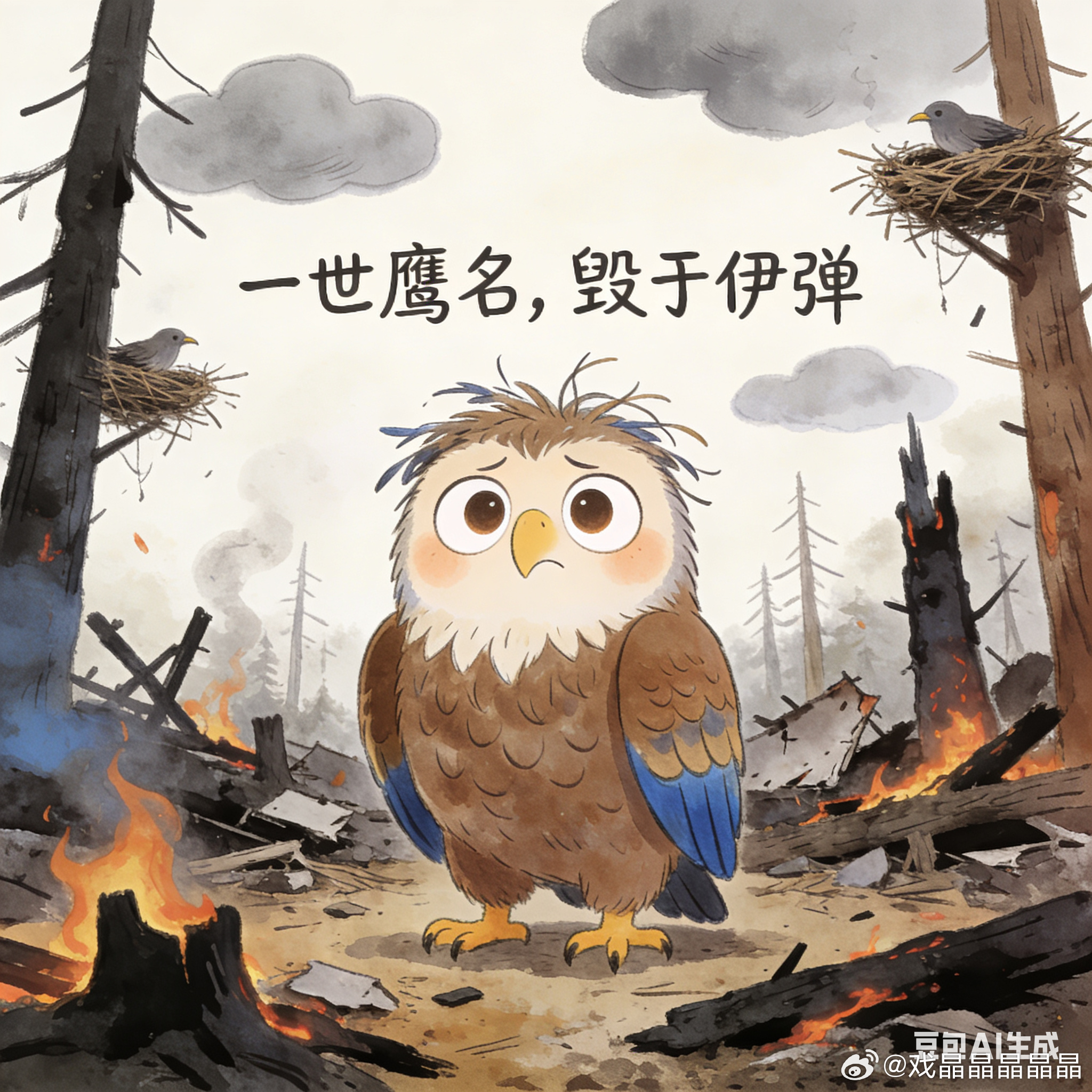 一世鹰名，毁于伊弹，中东打起来后最热的梗。 