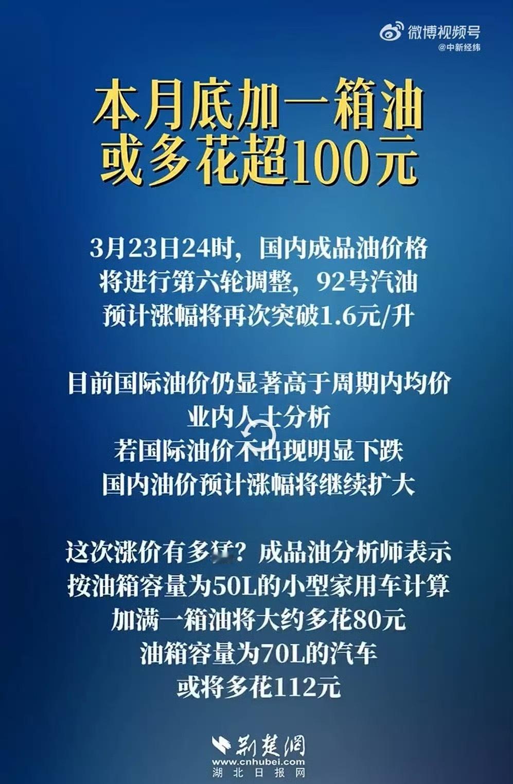 油价或重回9元时代油价又要涨到9块了，一脚油门下去都是钱，肉疼