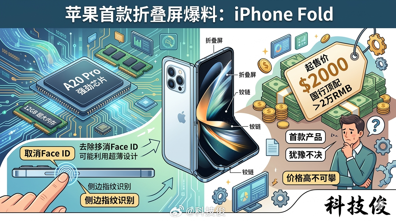 苹果最贵手机要来了苹果首款折叠屏iPhone Fold终于爆出细节了。据说今年9