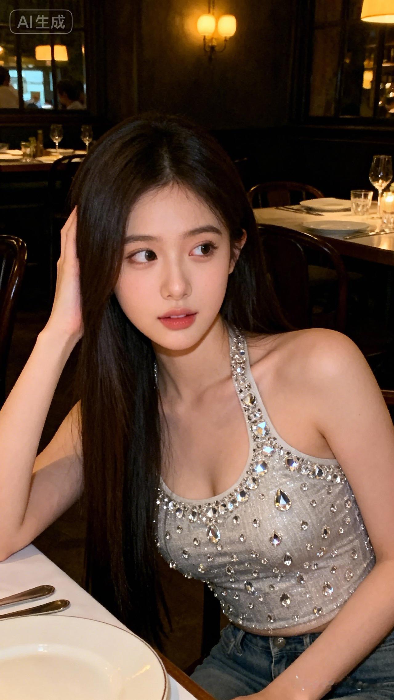 优雅餐厅之夜，闪耀银装少女🌟✨