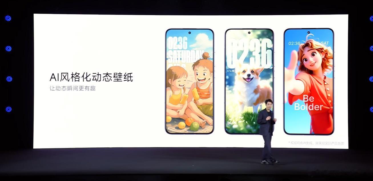 照片可以通过AI生成动态壁纸，3.0提供了更多的风格 ​​​​小米澎湃OS3 ​