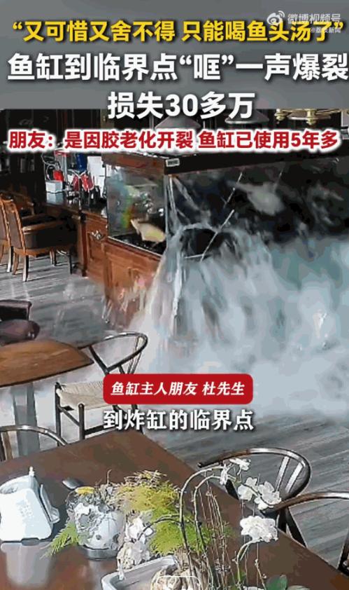 太惨了！江苏无锡，一男子家的大型鱼缸在装满整整4吨水后，毫无征兆地突然爆裂，家里