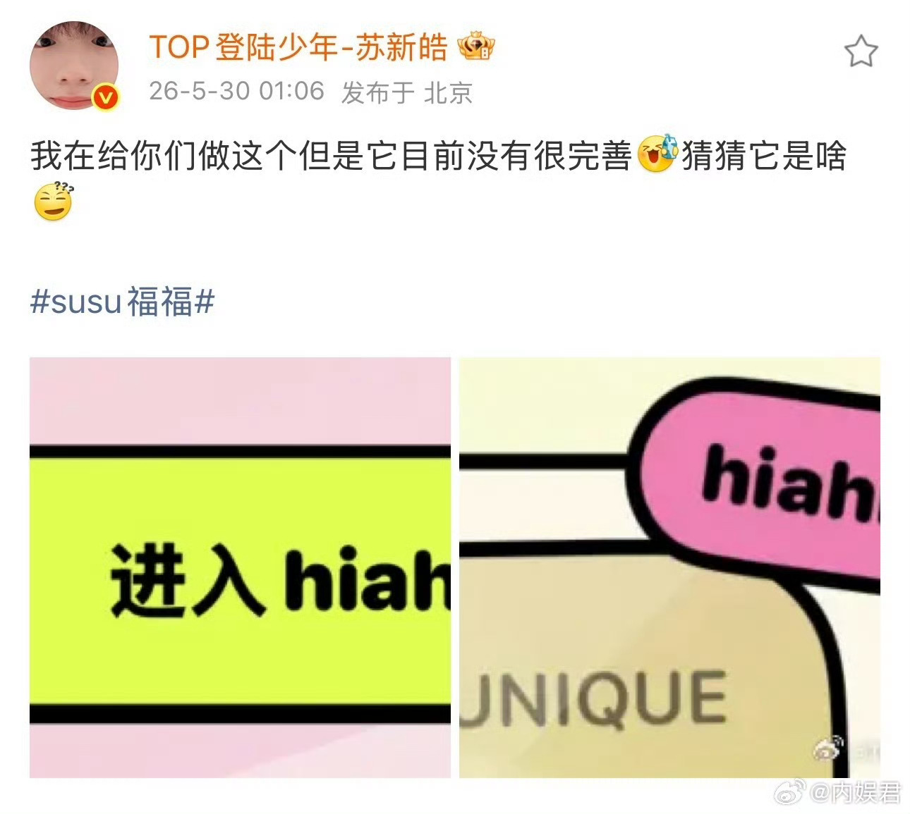 苏新皓疑似做了个网站 现在的艺人技能点也太满了吧，唱歌跳舞之外还会捣鼓网站，突然