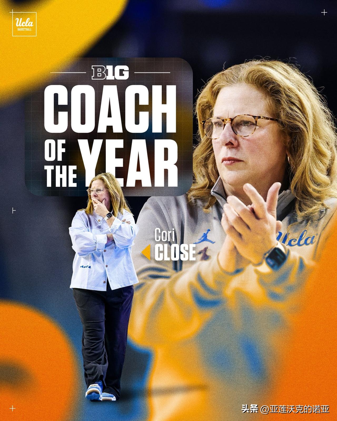 UCLA以18胜0负的全胜战绩横扫Big Ten联盟季末奖项，最佳教练是Cori