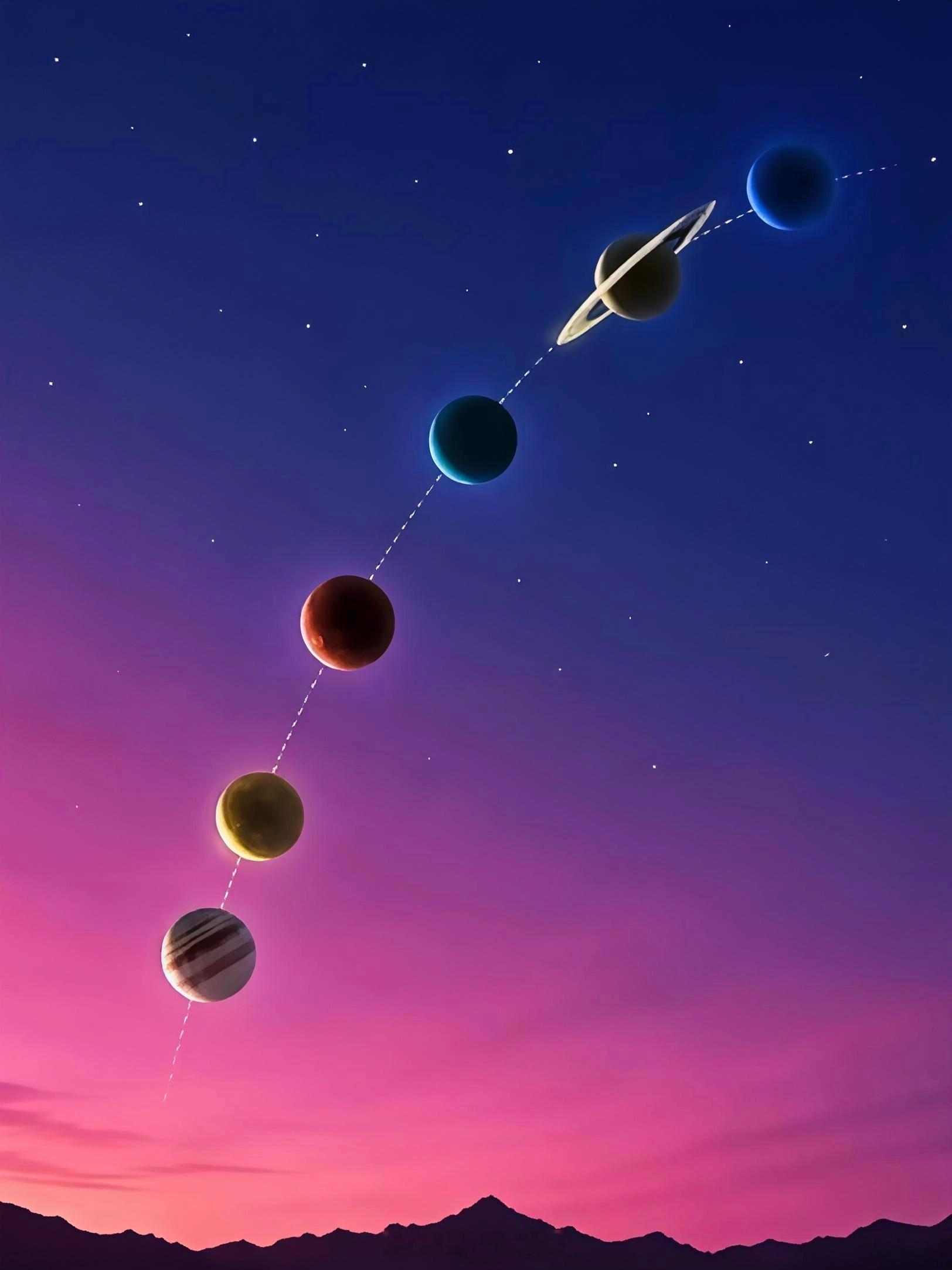 今天是8月7日，再过5天就会出现：六星连珠+日全食+英仙座流星雨将在8月12日一