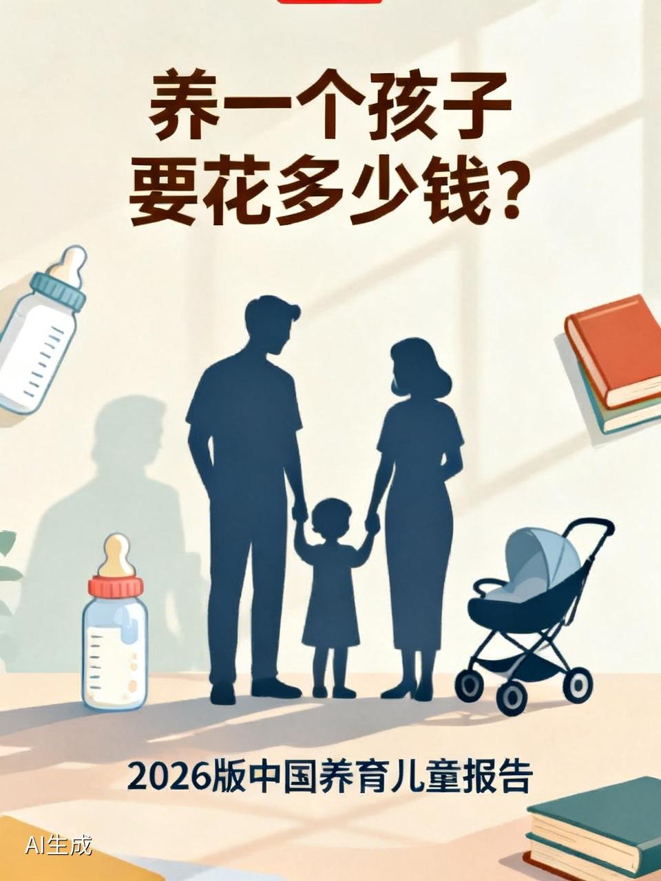 养一个孩子要花多少钱？
2026版的中国养育儿童报告出炉了。在中国养育一个儿童，
