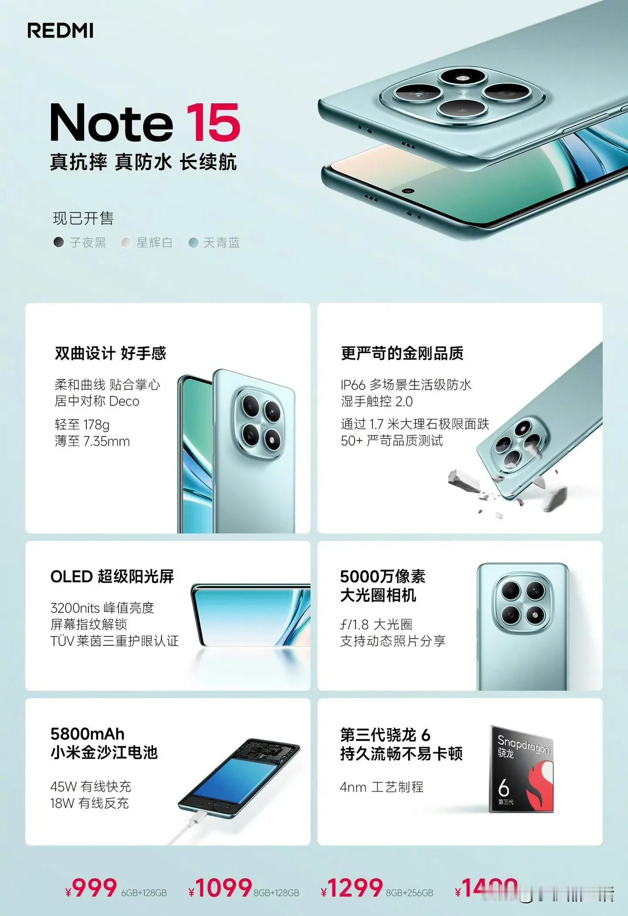 红米Note 15系列正式发布，价格公布:
Note 15 Pro+：12+25