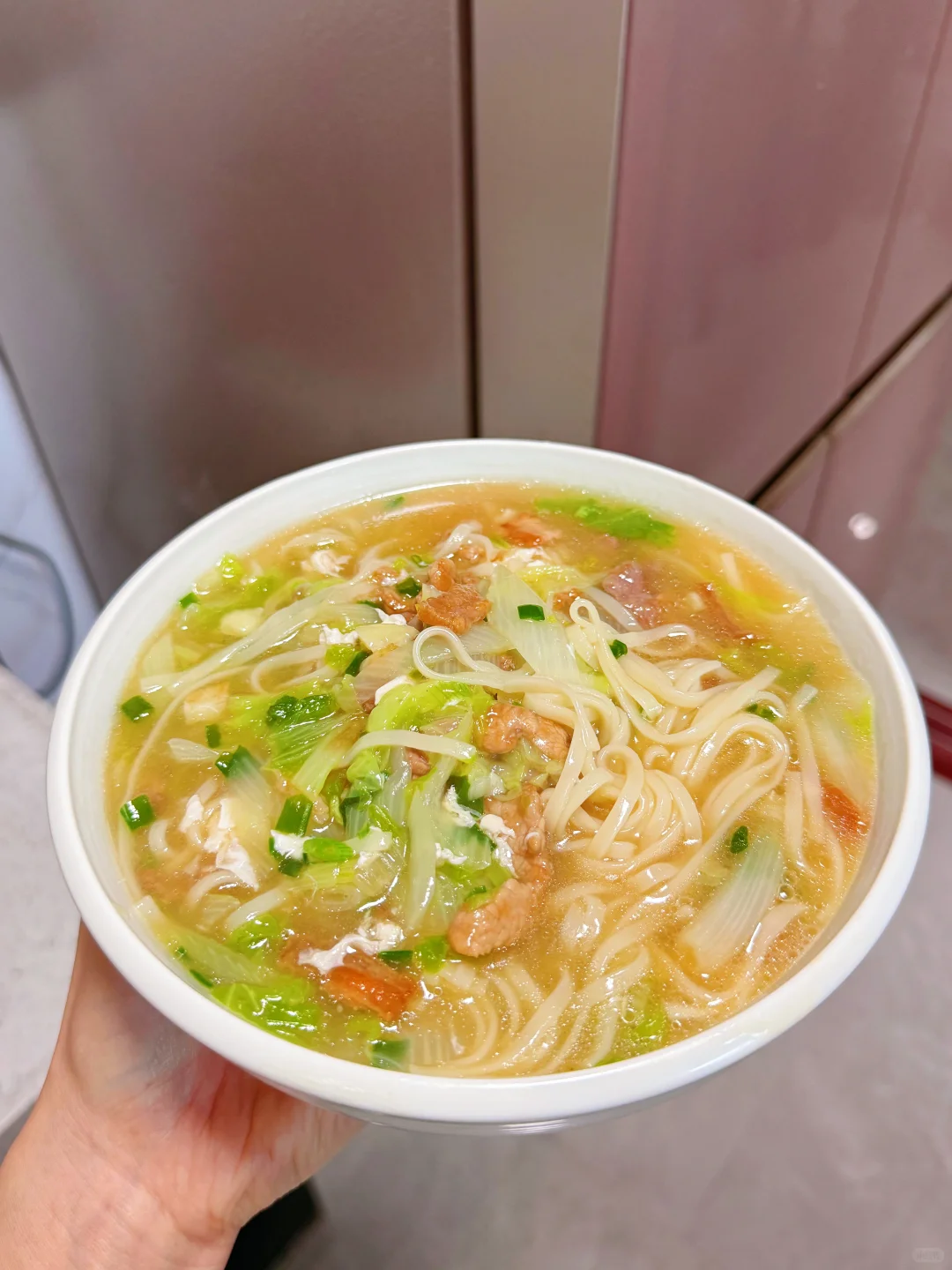 白菜肉丝炝锅面 百吃不腻的家常汤面🍜