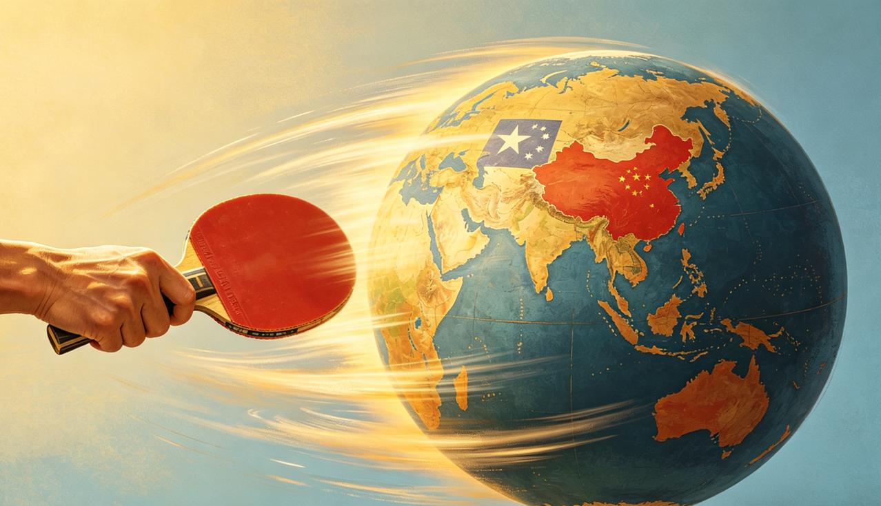 当年庄则栋，今日樊振东。
青出于蓝，而胜于蓝。
续写“小球推动大球”新篇章。