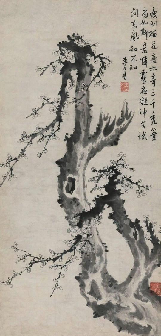 清. 李方膺 《墨梅》。
明. 唐寅 《观梅图轴》。
清. 汪士慎 《墨梅》。