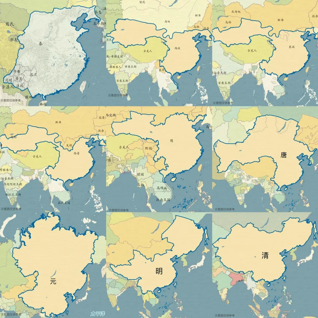 九个大一统王朝的巅峰国界，哪个感觉最好