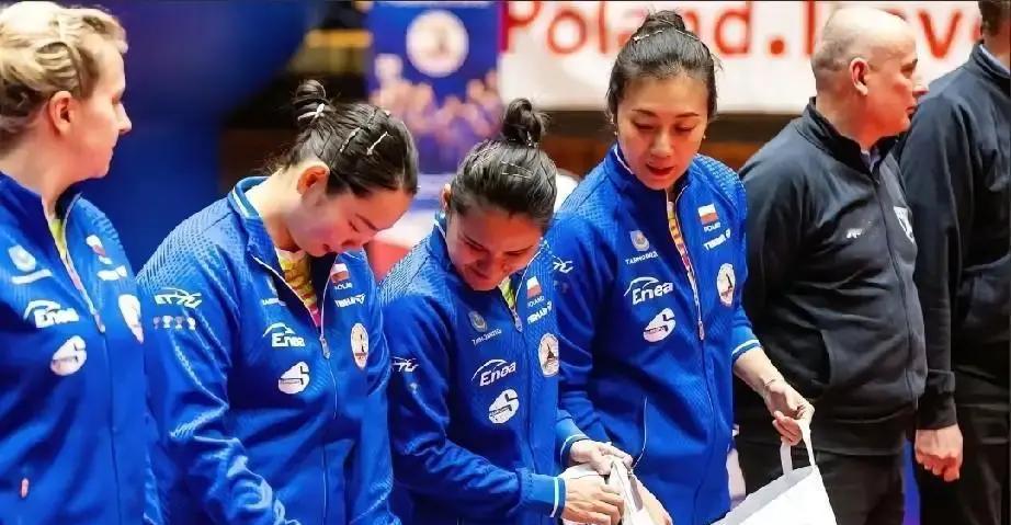 中国乒乓国手横扫欧冠，穿的却是德国队服。
韩莹、佳佳、杨晓欣刚帮德国队3比0碾压