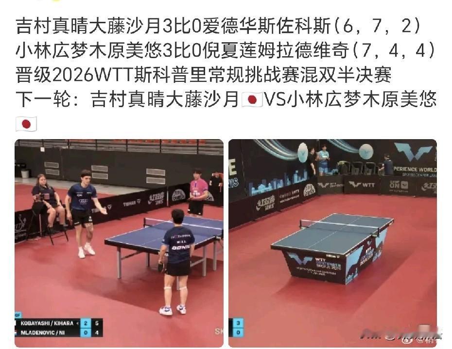 大藤沙月今天要一日四赛了。
今天是WTT常规挑战赛斯科普里站正赛第二日，日乒两对