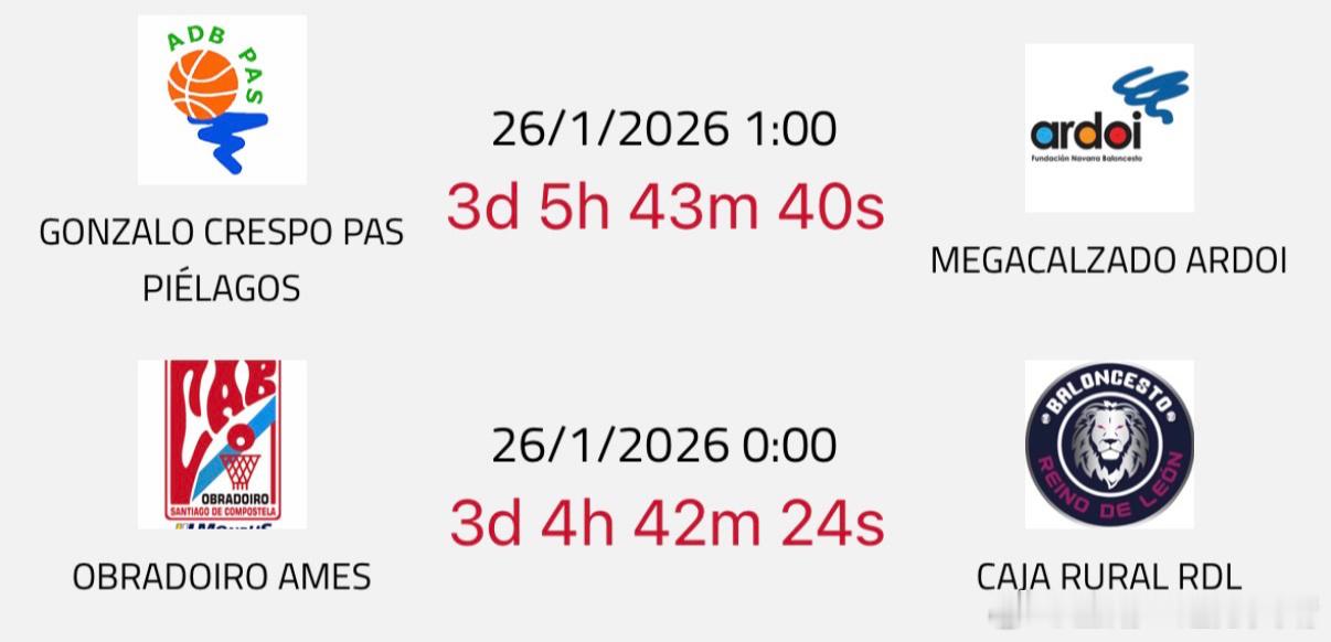 辽篮张峻豪黄秋实西班牙联赛 本周小豪大黄比赛时间：小豪：北京时间1月26日凌晨1