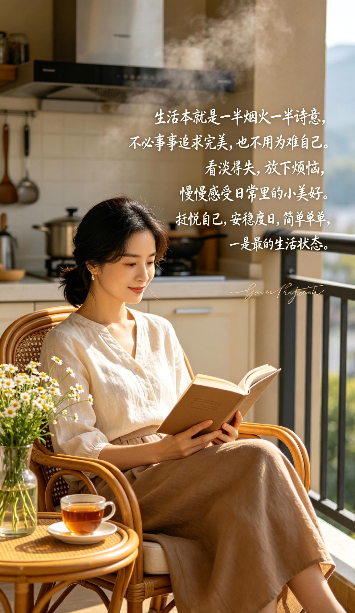 生活本就是一半烟火一半诗意，不必事事追求完美，也不用为难自己。看淡得失，放下烦恼