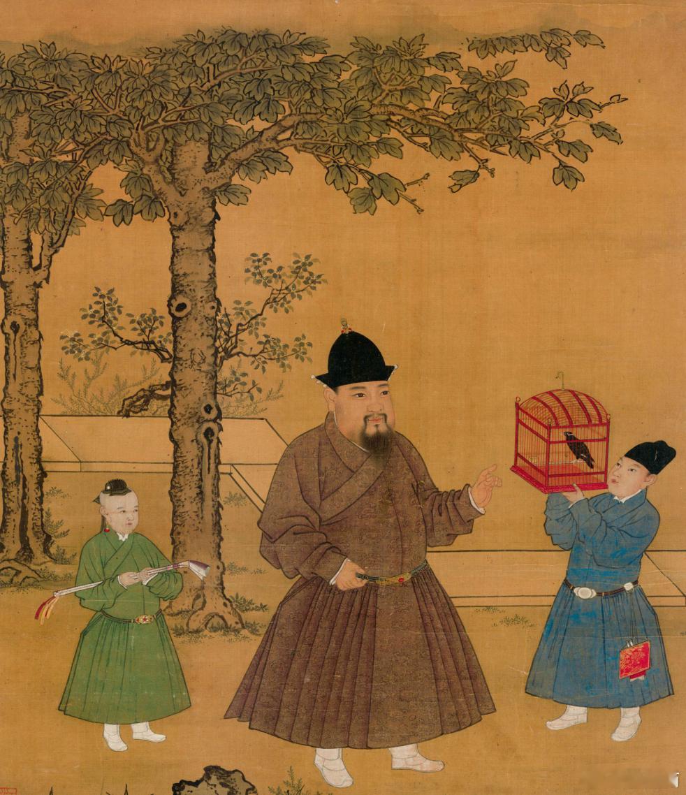 宪宗调禽图轴，明 