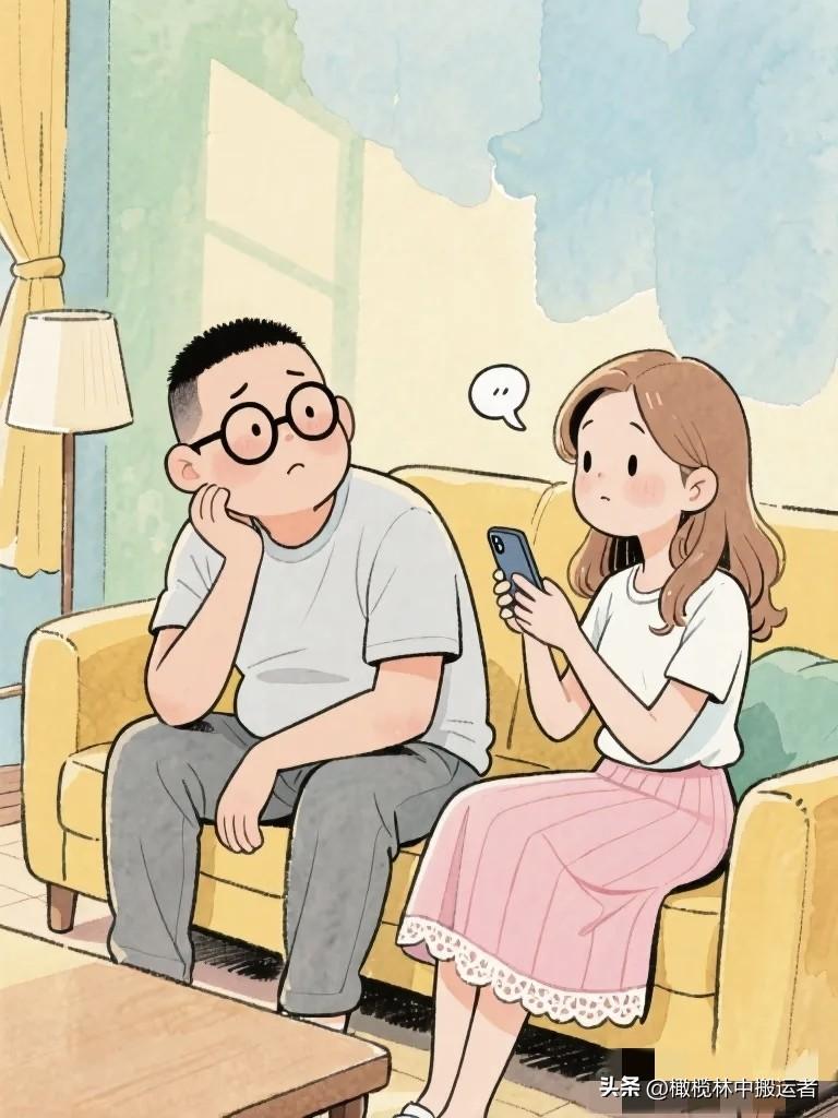 搞笑漫画：两口子看电视，老公突然叹气，一脸严肃地看着老婆：“媳妇…我有件事要跟你