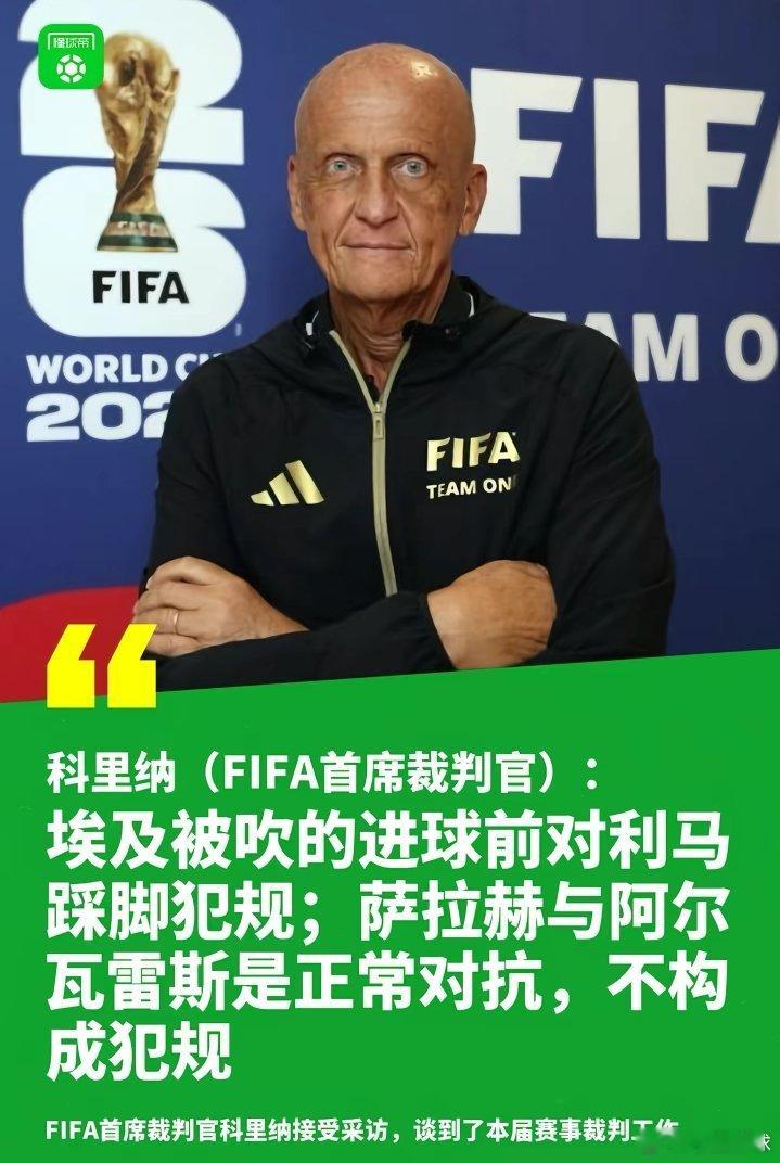 fifa认定阿根廷进球判罚正确 FIFA首席裁判官接受采访，回应阿根廷vs埃及的