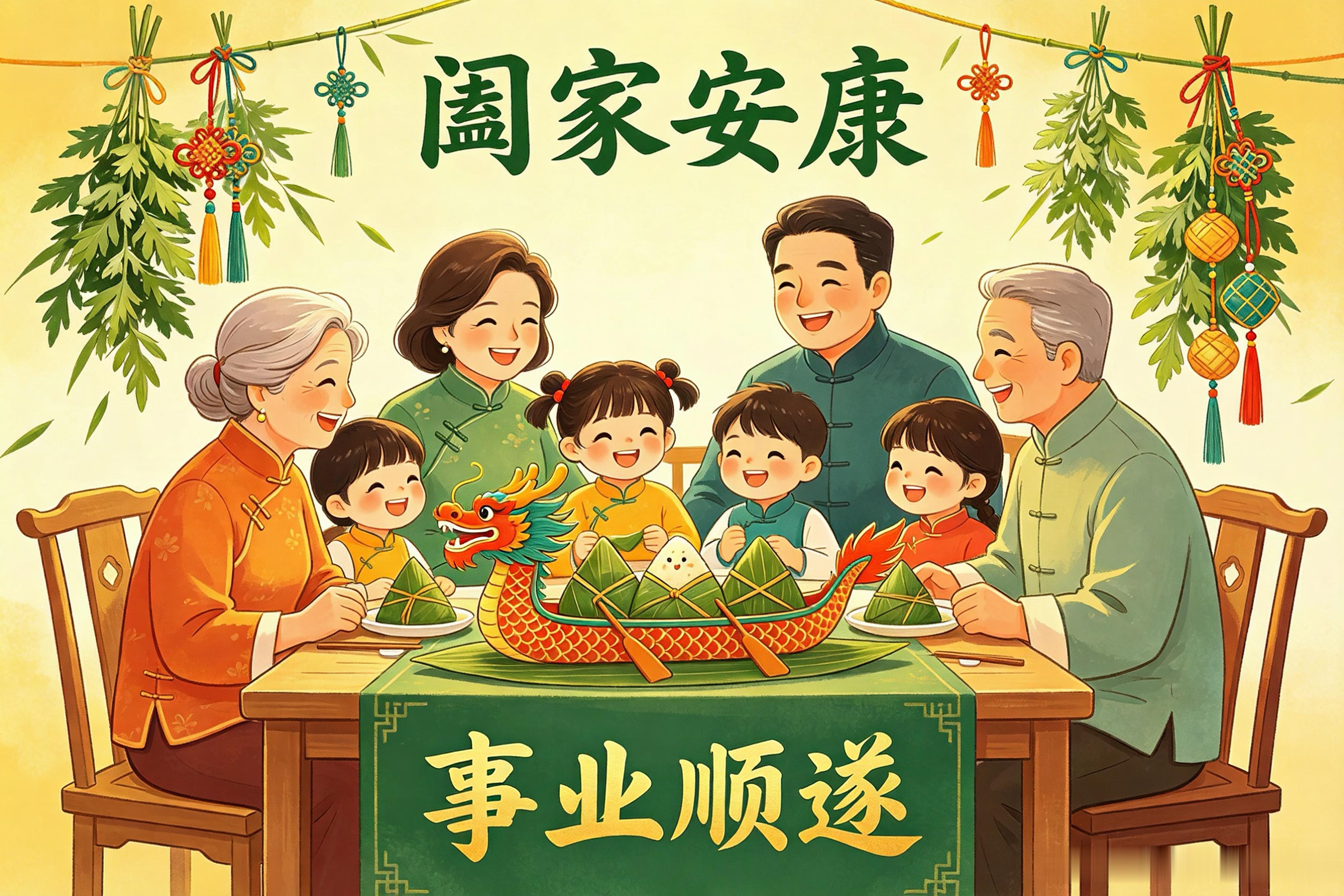 端阳纳福，粽叶寄情，祝家人们阖家安康，万事无忧，事业顺遂，岁岁皆安✨ 