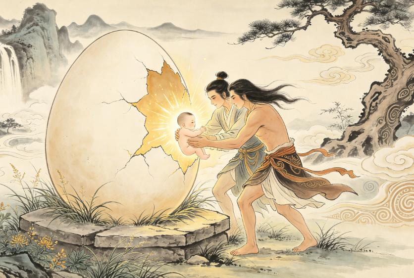 品读《山海经》616——《大荒南经》卵民国

原文：
有卵民之国，其民皆生卵。