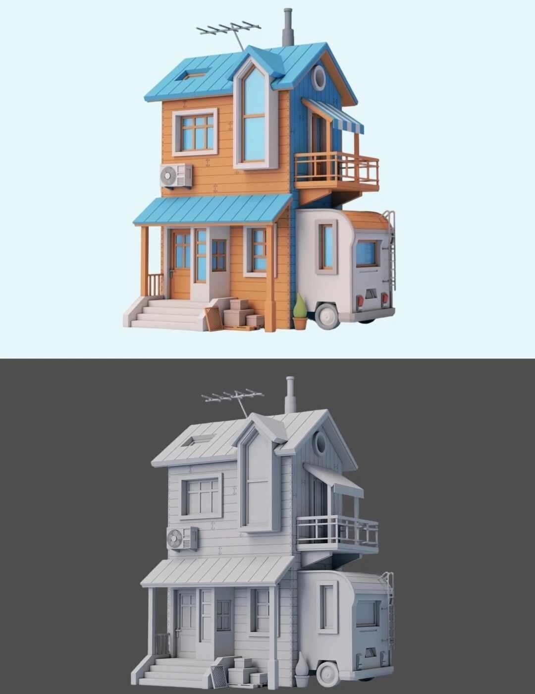 谁懂啊😭用 3dmax 撸完房车场景直接破防
软件：3dmax
🔥时长：2-