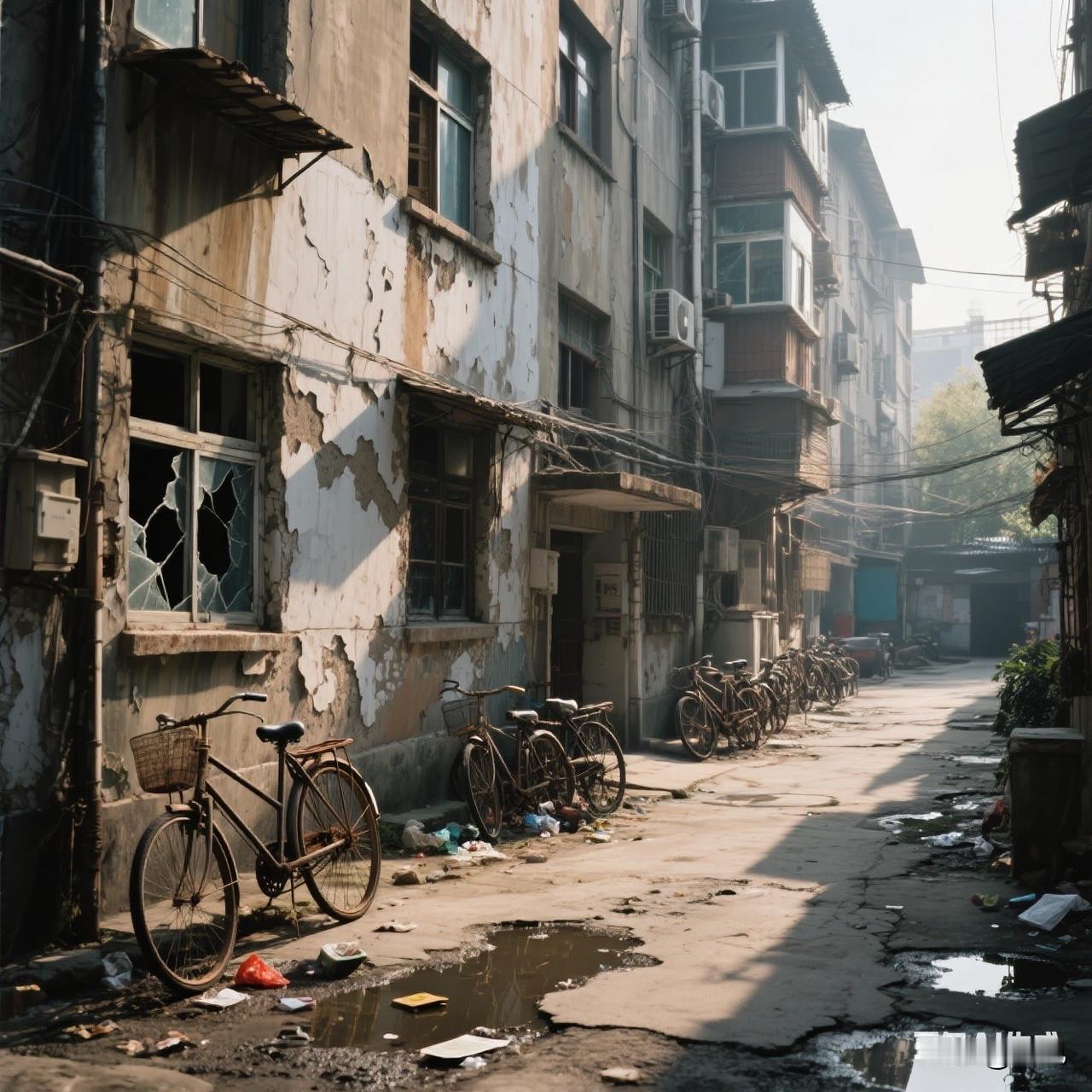 为什么要住好房子？因为完全两个世界。
今天遇到的住在市中心的老破小。
停车位上被