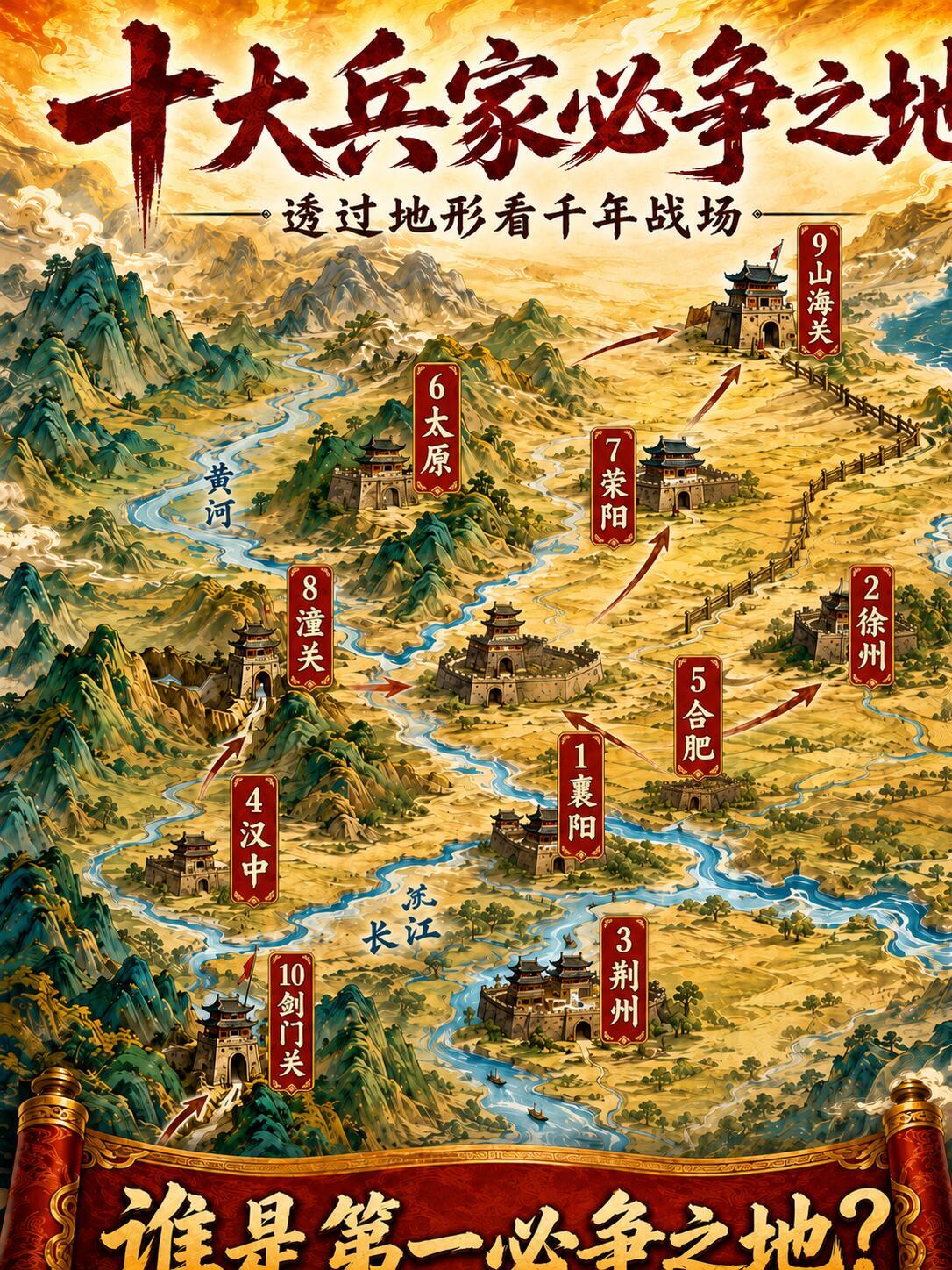 历史上有十大兵家必争之地，那可个个都是战略意义爆棚的“香饽饽”。就说襄阳吧，它坐