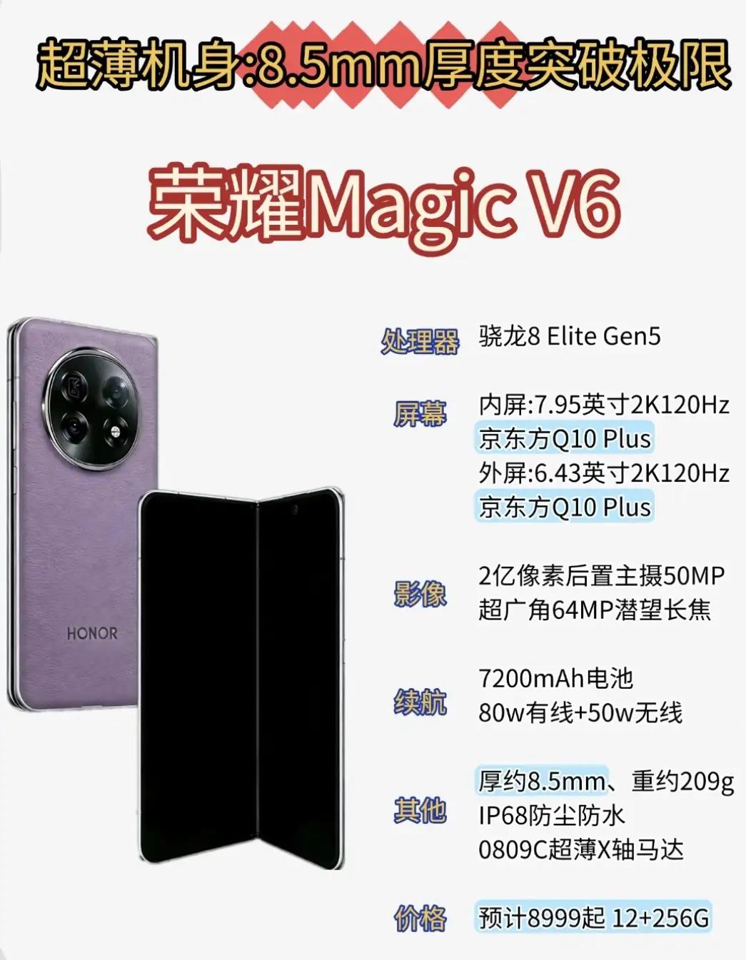 荣耀一出手，就是王炸！
荣耀Magic V6，轻薄长续航大折叠天花板！
 
70