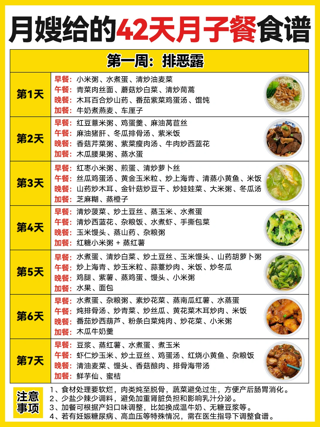 42天不重样月子餐食谱🍲产后妈妈收藏照做！