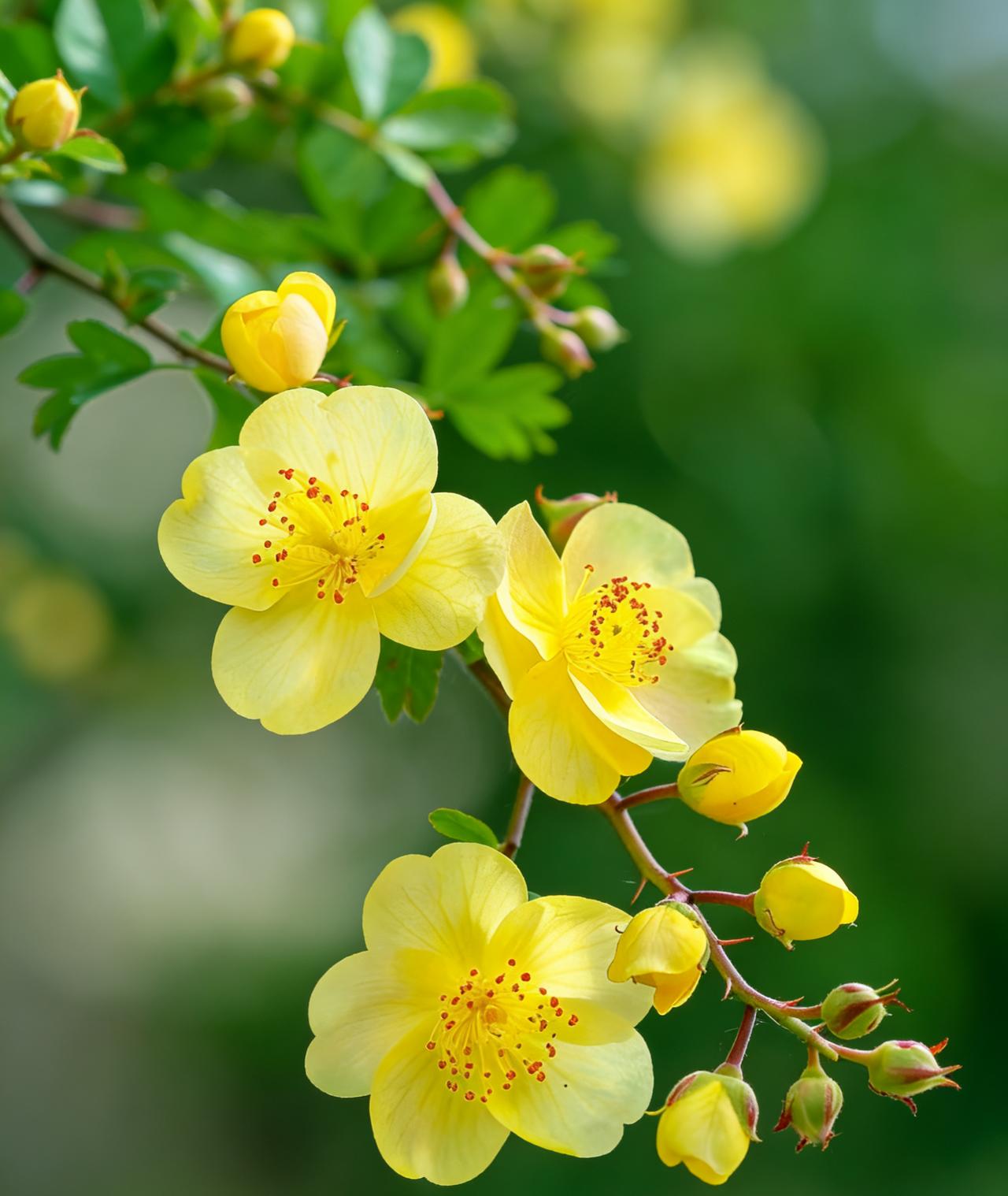 风掠过枝桠，把春天揉进这抹明黄里。
三朵两朵，是藏在人间的小太阳，
不慌不忙，温